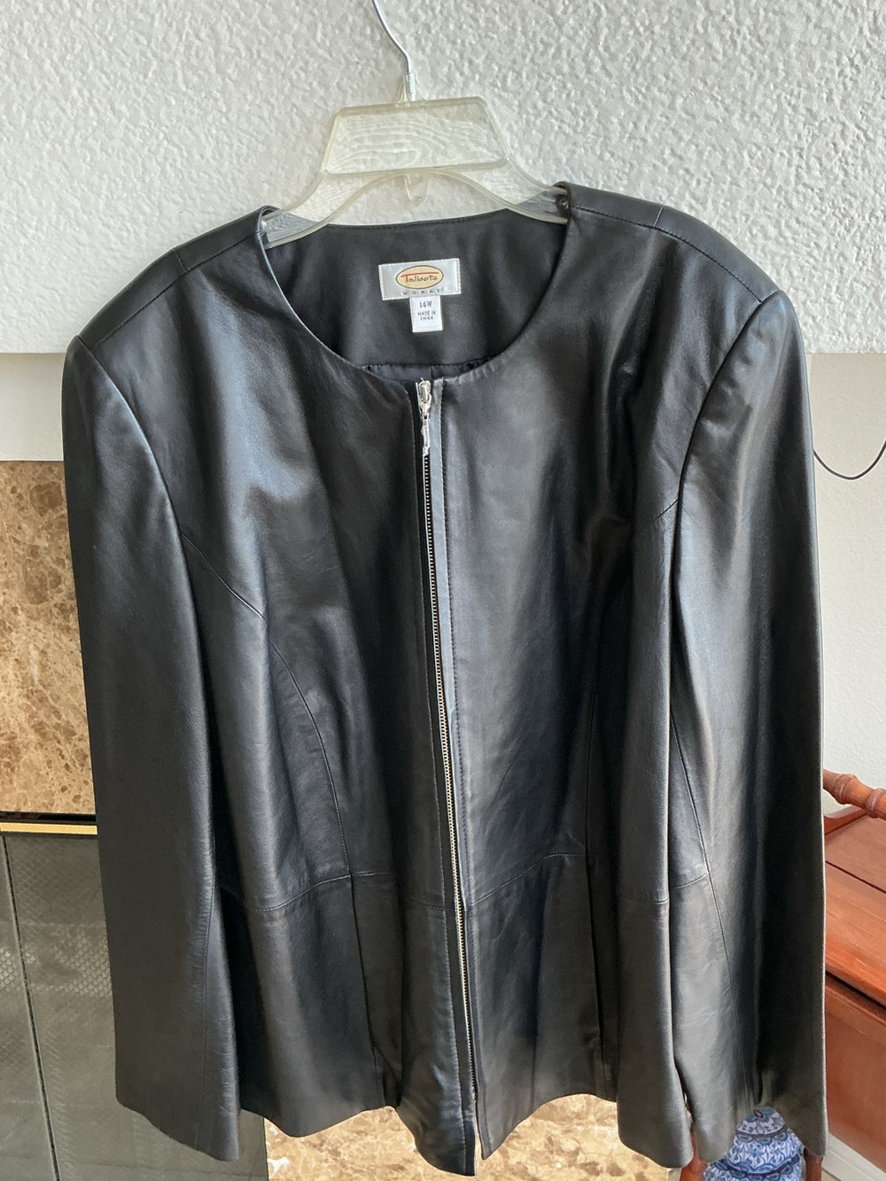 Talbots Classic Black Leather Zip-Front Jacket